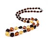 Natural Amber Nuggets and Rice Graduated Beaded Necklaces NJEW-T019-07-3