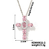 Brass Pave Cubic Zirconia Religion Cross Pendant Necklaces CU6638-1-1
