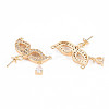Brass Micro Pave Clear Cubic Zirconia Peg Bails Links Connectors KK-T062-154G-NF-2