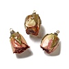 Preserved Rose with Golden Alloy Pendants LS-FIND-M010-01A-1