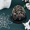 2Pcs 2 Colors Brass Rhinestone Tassel Chain Headbands for Women OHAR-HS0001-06-3