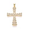 Brass Micro Pave Clear Cubic Zirconia Pendants KK-N268-94G-1