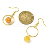 Natural Yellow Aventurine Pumpkin with Ring Dangle Earrings EJEW-JE05509-04-2