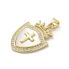 Brass Pave Shell Pendants KK-I708-17G-G-2