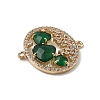 Brass Micro Pave Clear Cubic Zirconia and Glass Oval Connector Charms KK-I276-31G-A-3