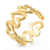 Ion Plating(IP) 304 Stainless Steel Hollow Heart Cuff Rings X-RJEW-N038-124LG-1