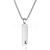 304 Stainless Steel Rectangle with Letter Pendant Box Chain Necklaces FS-WGD7C78-11-1