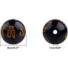 Natural Obsidian Round Carved Om Mani Padme Hum Beads Strands G-OC0001-35-2