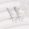 925 Sterling Silver Micro Pave Clear Cubic Zirconia Hoop Earrings for Women EJEW-G427-01P-02-3