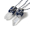 Bullet Natural Quartz Crystal Pendant Necklaces for Women NJEW-G045-01-2