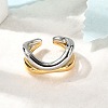 304 Stainless Steel Two Tone Cuff Rings RJEW-Z110-04GP-1