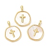 Rack Plating Brass Pendants with Shell X-KK-Q775-01G-3