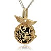 Golden Tone Brass Hollow Round Cage Pendants KK-J230-01G-2