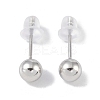 Anti-Tarnish Rhodium Plated Round 999 Fine Silver Stud Earrings for Women LS-EJEW-S215-17P-2