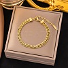 304 Stainless Steel Curb Chain Bracelets for Women BJEW-G759-08G-1