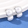 304 Stainless Steel & ABS Imitation Pearl Square Stud Earrings EJEW-Z155-02P-1