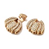 Brass Micro Pave Clear Cubic Zirconia Fold Over Clasps KK-C075-34G-2