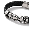 Men's Braided Black PU Leather Cord Bracelets BJEW-K243-18AS-2