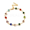 304 Stainless Steel Glass Link Chain Bracelets for Women BJEW-V010-01G-4