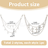 2Pcs 2 Styles Cross Charm Alloy 3 Layer Chain Belts for Pants AJEW-HS0001-18-2