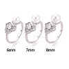 Leaf Brass Micro Pave Clear Cubic Zirconia Cuff Ring Settings KK-T076-34P-4
