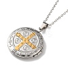 304 Stainless Steel Saint Benedict Medal Locket Pendant Necklaces for Women NJEW-G187-02GP-3