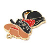 Light Gold Plated Alloy Enamel Pendants ENAM-L041-01D-3