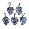 Natural Blue Spot Jasper Heart Pendants G-H073-03P-07-1