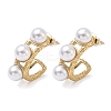 304 Stainless Steel ABS Imitation Pearl C-Shaped Stud Earrings EJEW-K268-71G-4