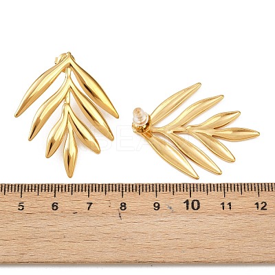 Leaf 304 Stainless Steel Stud Earrings EJEW-P332-05G-1