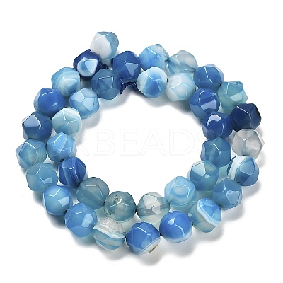 Dyed Natural Banded Agate Beads Strands G-G203-08B-1
