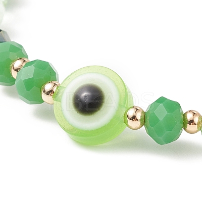 Glass & Resin Evil Eye Beaded Stretch Bracelet for Women BJEW-JB08599-1