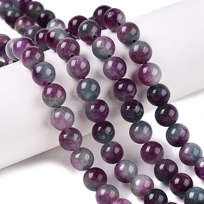 Dyed Natural White Jade Beads Strands G-T138-8mm-210-10-1
