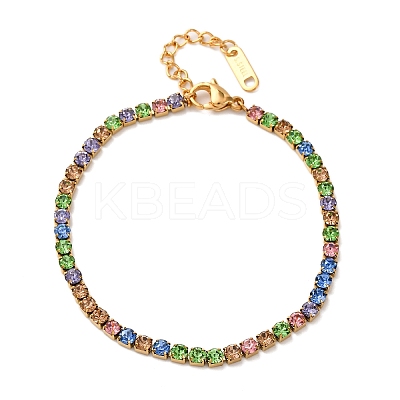 304 Stainless Steel Rhinestone Cup Chain Bracelets for Women BJEW-G753-01G-03-1
