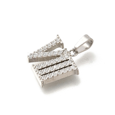 304 Stainless Steel Micro Pave Cubic Zirconia Pendants STAS-H228-02P-08-1
