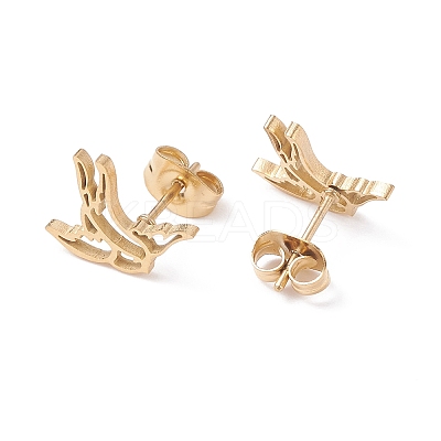 Swallow Shape 304 Stainless Steel Stud Earrings for Women LS-EJEW-Z017-12G-1