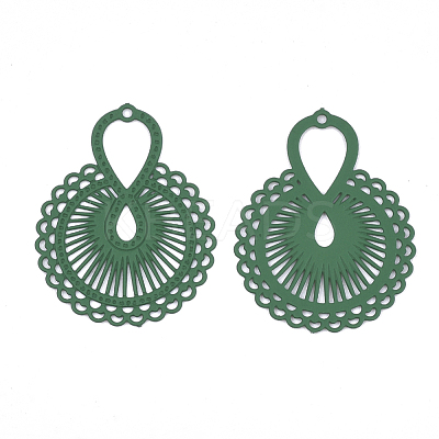 430 Stainless Steel Filigree Pendants STAS-S108-22B-1