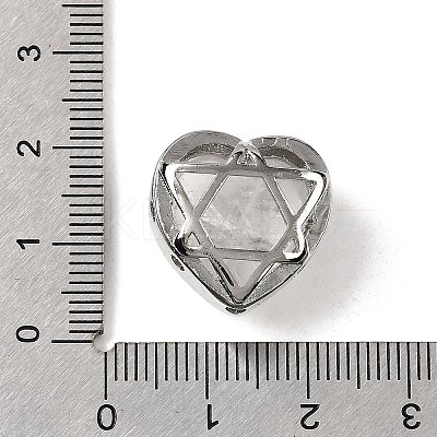 Brass Pave Natural Quartz Crystal Heart Multi-Strand Links G-B149-13P-05-1