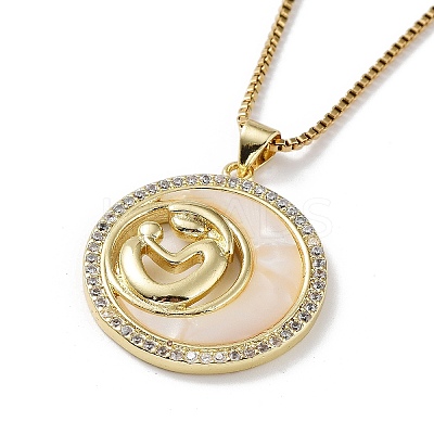 Mother's Day Brass Micro Pave Clear Cubic Zirconia Pendant Necklaces LS-NJEW-G126-01A-1