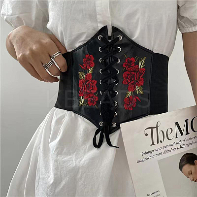 1Pc PU Leather Wide Elastic Corset Belts AJEW-WR0002-01B-1
