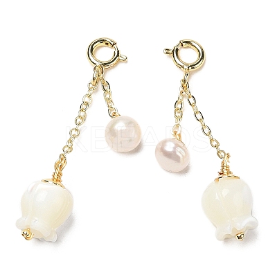 Natural Trochid Shell Flower Pendant Decoration G-K341-08G-1