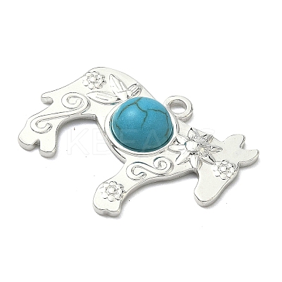 304 Stainless Steel with Dyed Synthetic Turquoise Pendants STAS-G374-05S-03-1