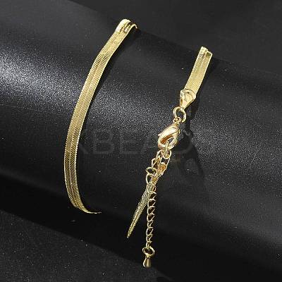 4mm Rack Plating Brass Herringbone Chain Necklaces for Women Men MAK-L044-16G-1
