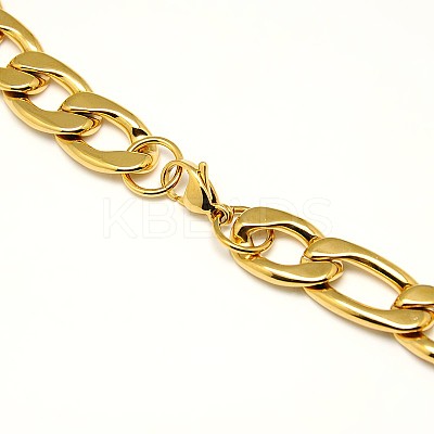 Fashionable 304 Stainless Steel Figaro Chain Necklaces for Men STAS-A028-N019G-1