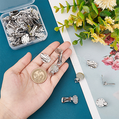40Pcs 304 Stainless Steel Clip-on Earring Settings STAS-UN0044-03-1