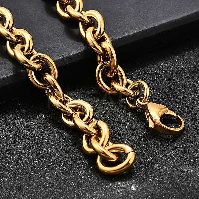 304 Stainless Steel Cable Chain Bracelets for Women LS-BJEW-Q050-01B-G-1