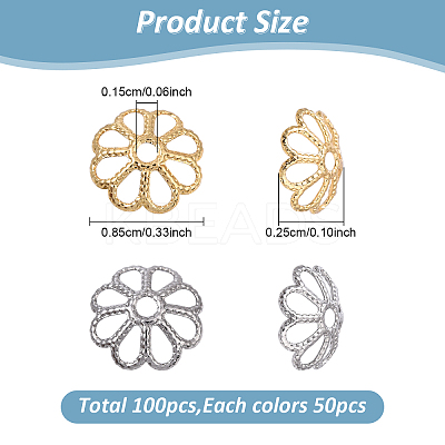 100Pcs 2 Colors 316 Stainless Steel Bead Caps STAS-YW0003-39-1