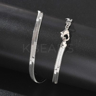 4mm Rack Plating Brass Herringbone Chain Necklaces for Women Men MAK-L044-17P-1