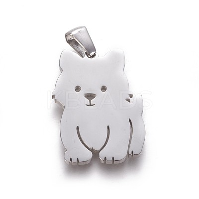 Tarnish Resistant 304 Stainless Steel Puppy Pendants STAS-F219-07P-1