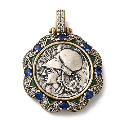 Brass with Cubic Zirconia & Enamel Pendants KK-Z033-07AS-1